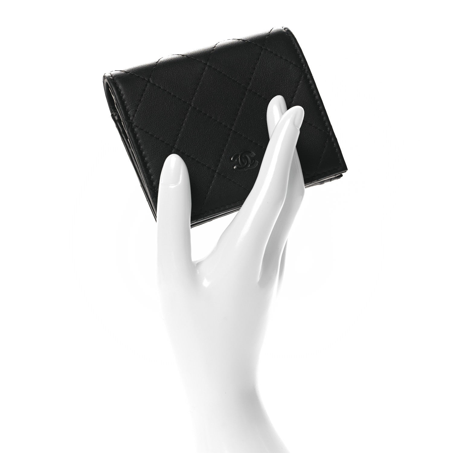 Chanel Calfskin Quilted Compact Bifold Wallet So Black 2 of 9