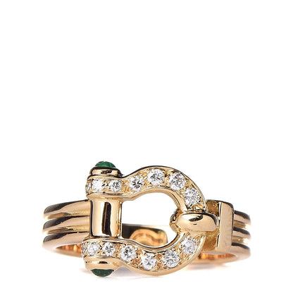 Van Cleef & Arpels 18K Yellow Gold Diamond Emerald Buckle Ring 49 5 1 of 6