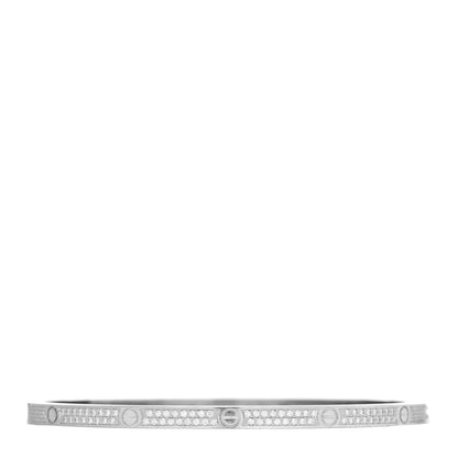 Cartier 18K White Gold Diamond Small LOVE Paved Bracelet 19 3 of 5