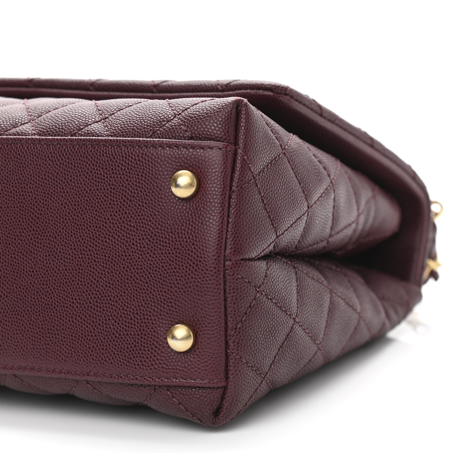Caviar Lizard Embossed Quilted Small Coco Handle Flap Burgundy