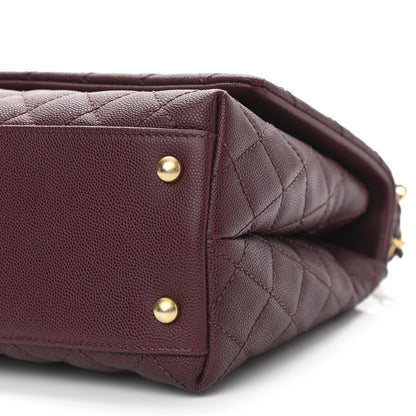 Chanel Caviar Lizard Embossed Quilted Small Coco Handle Flap Burgundy 10 of 11