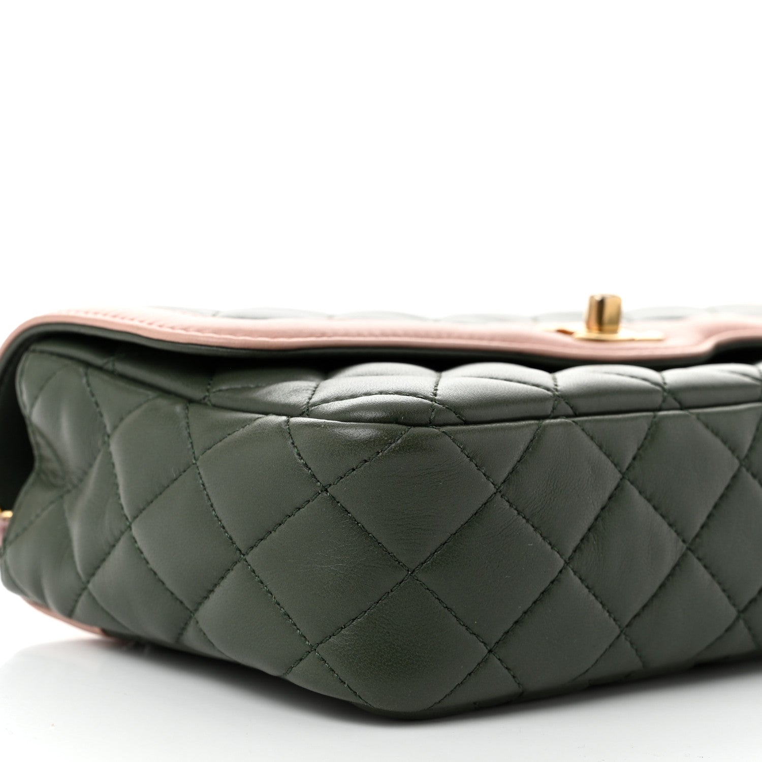 Chanel Lambskin Quilted Bi-Color Flap Green Pink 9 of 10