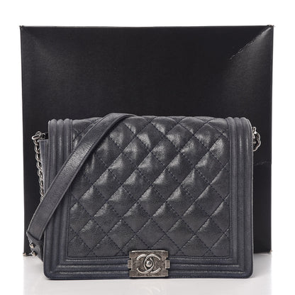 Chanel Goatskin Quilted Medium Gentle Boy Flap Navy Blue 17 of 17