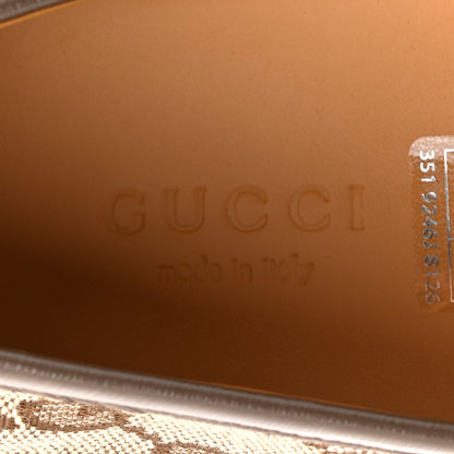 Gucci Monogram Horsebit Calfskin Womens Horsebit Wedge Platform Loafers 38 Beige Ebony 8 of 10