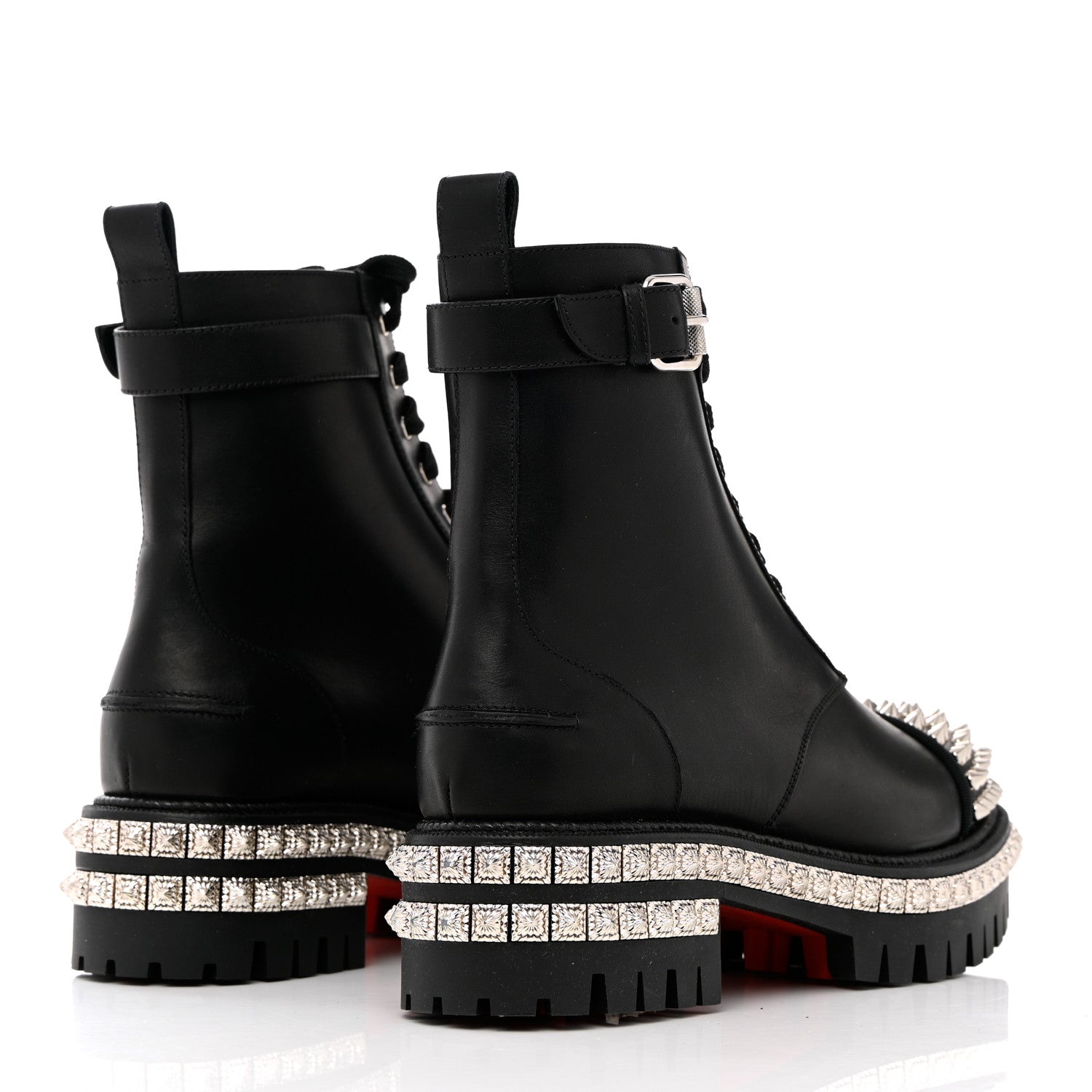 Christian Louboutin Spikes Combat Boots 38.5 Black 4 of 15
