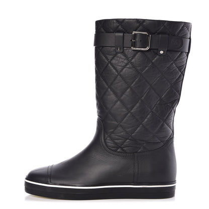Chanel Aged Calfskin Quilted Boots 36.5 Black 1 of 9