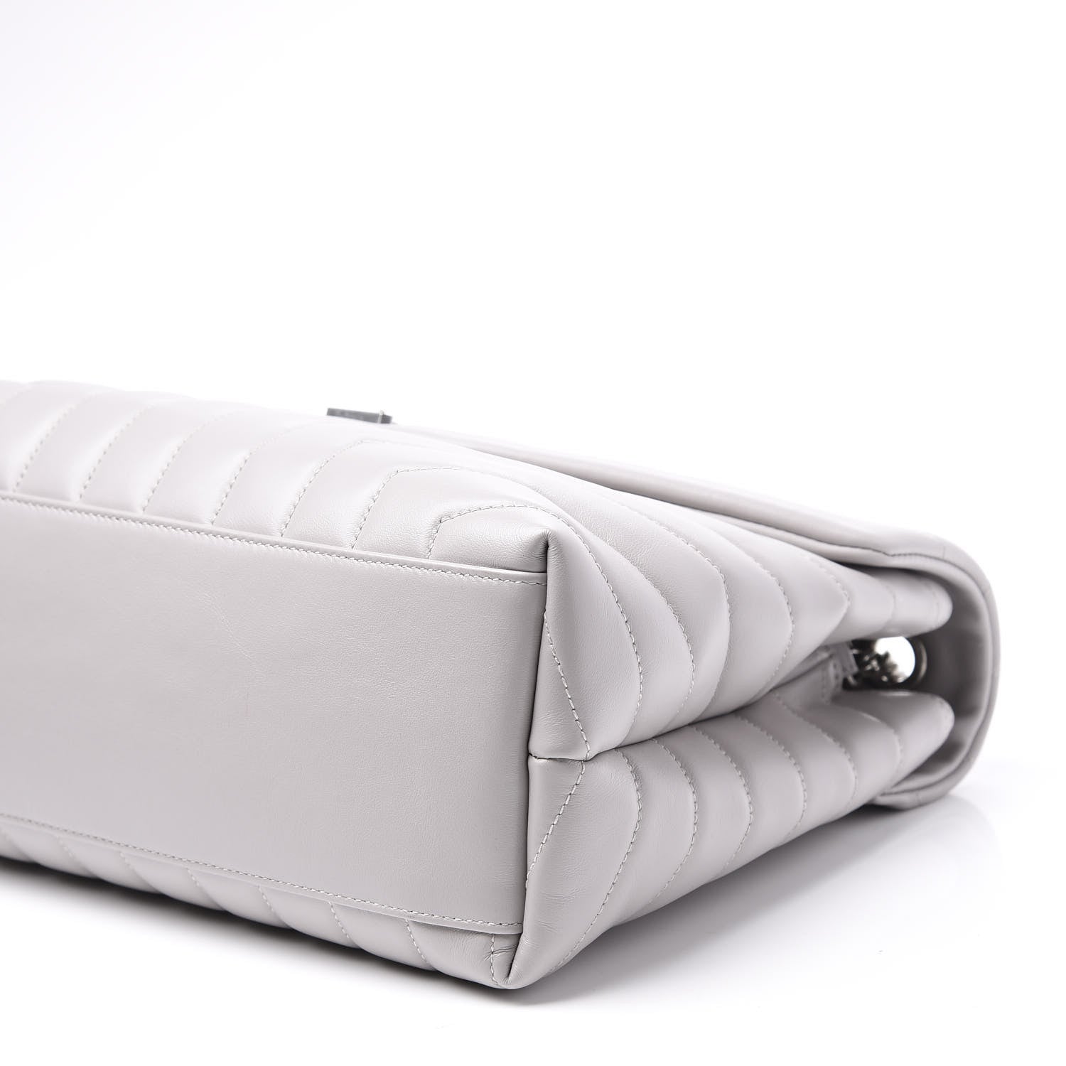 Saint Laurent Calfskin Y Quilted Monogram Medium Loulou Chain Satchel White 9 of 11