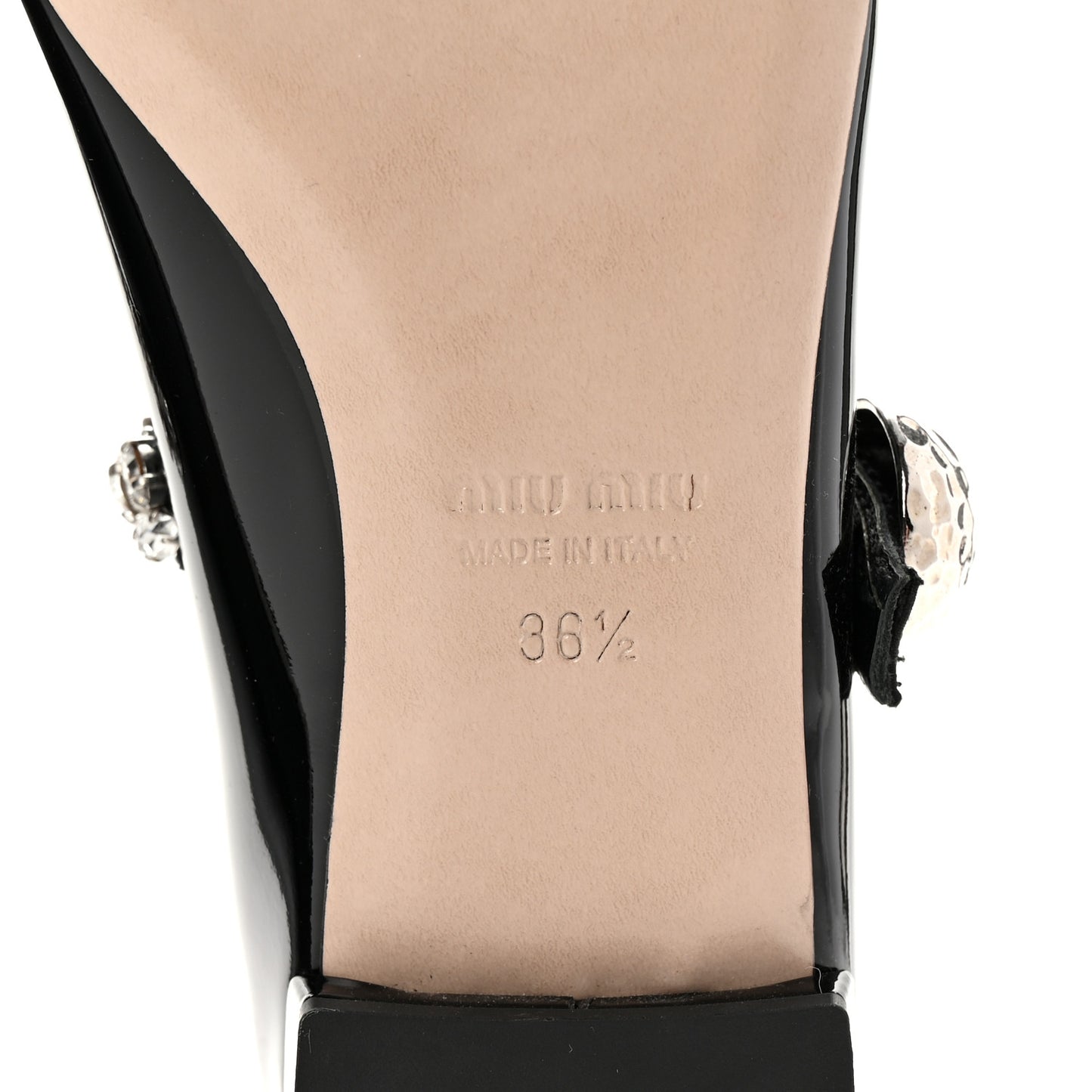 Patent Crystal Mary Jane Flats 36.5 Black