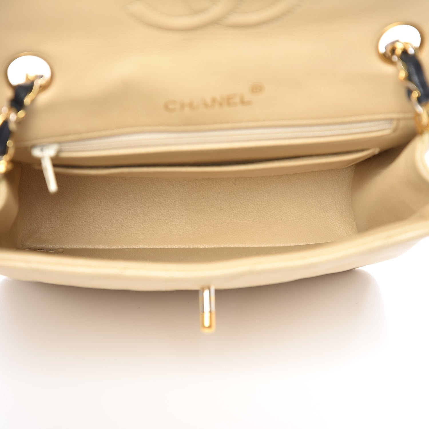 Chanel Lambskin Quilted Bi-Color Flap Beige Black 5 of 12