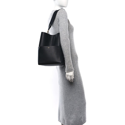 Celine Soft Grained Calfskin Sangle Bucket Bag Black 2 of 11