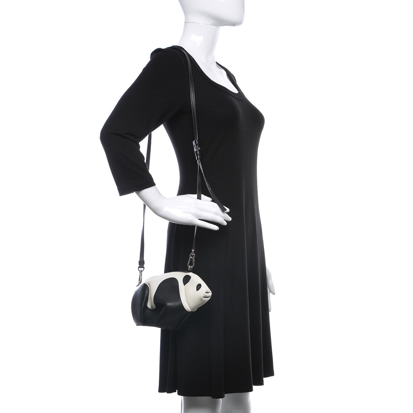 Calfskin Panda Crossbody Black White