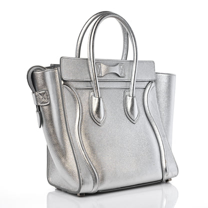 Celine Laminated Lambskin Micro Luggage Silver 2 of 18