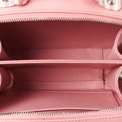 Chanel Caviar Quilted Striped Small CC Filigree Vanity Case Pink White 7 of 11