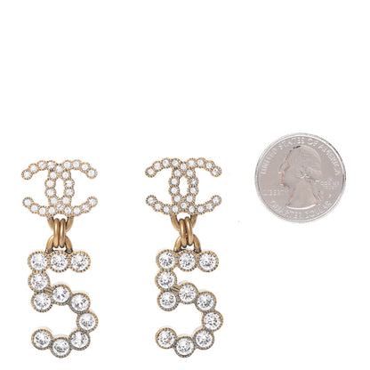 Chanel Metal Crystal City of Lights No 5 Drop Earrings Gold 5 of 5