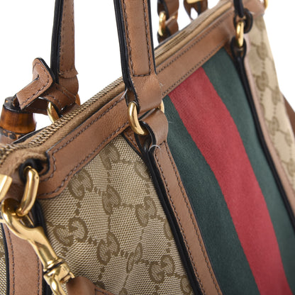 Gucci Monogram Web Rania Top Handle Bag Natural 15 of 16