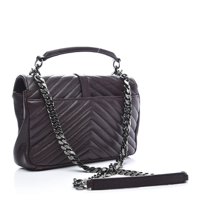 Saint Laurent Sheepskin Matelasse Chevron Monogram Medium College Bag Amaranto 4 of 12