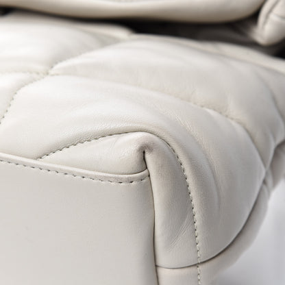 Saint Laurent Lambskin Quilted Small Loulou Puffer Monogram Chain Satchel Blanc Vintage 9 of 16