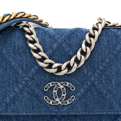 Chanel Denim Quilted Chanel 19 Wallet On Chain WOC Blue 8 of 10