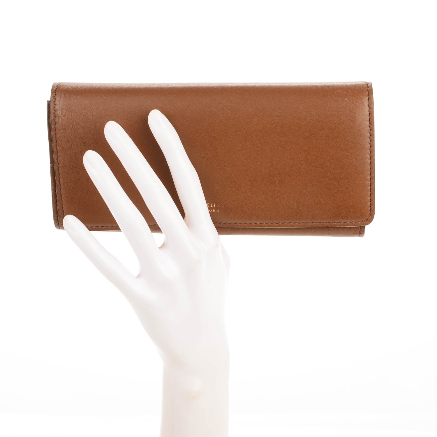 Celine Lambskin Large Flap Wallet Tan 2 of 7