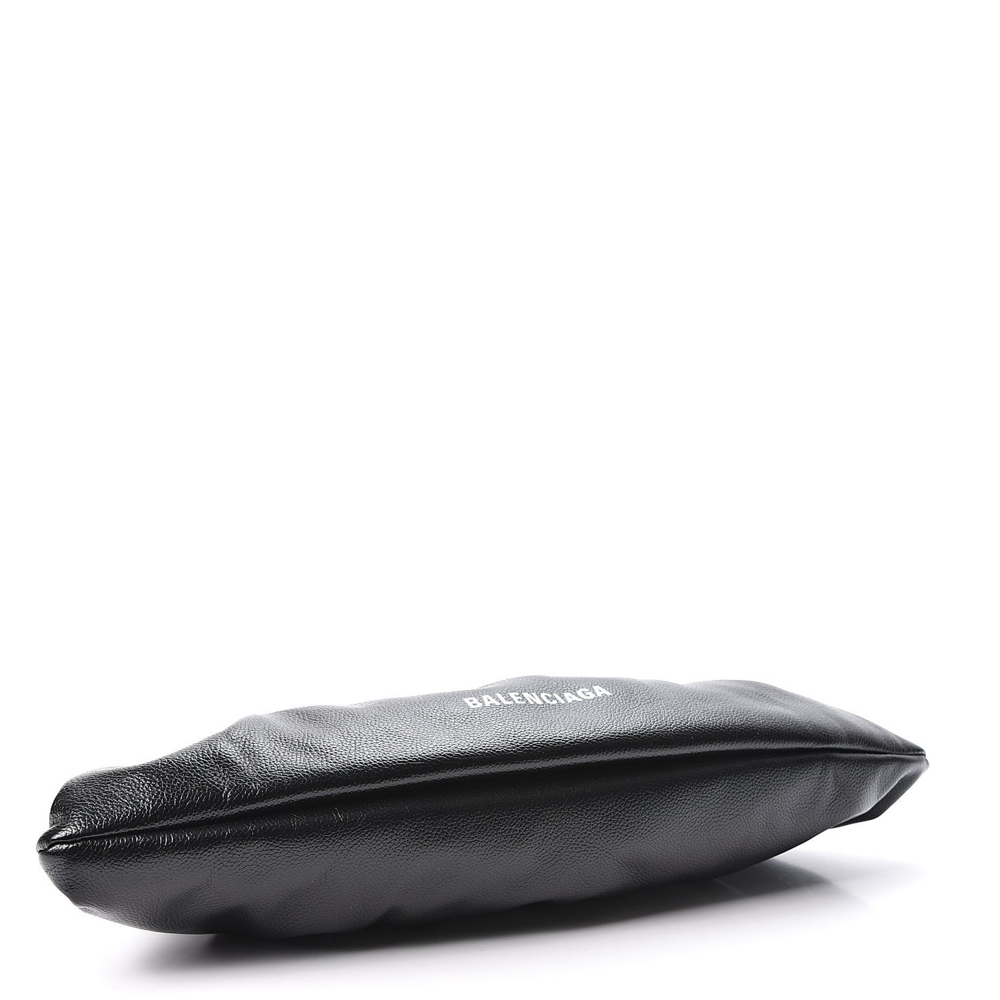 Grained Calfskin Logo XL Cloud Clutch Black