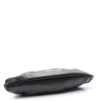 Balenciaga Grained Calfskin Logo XL Cloud Clutch Black 3 of 9
