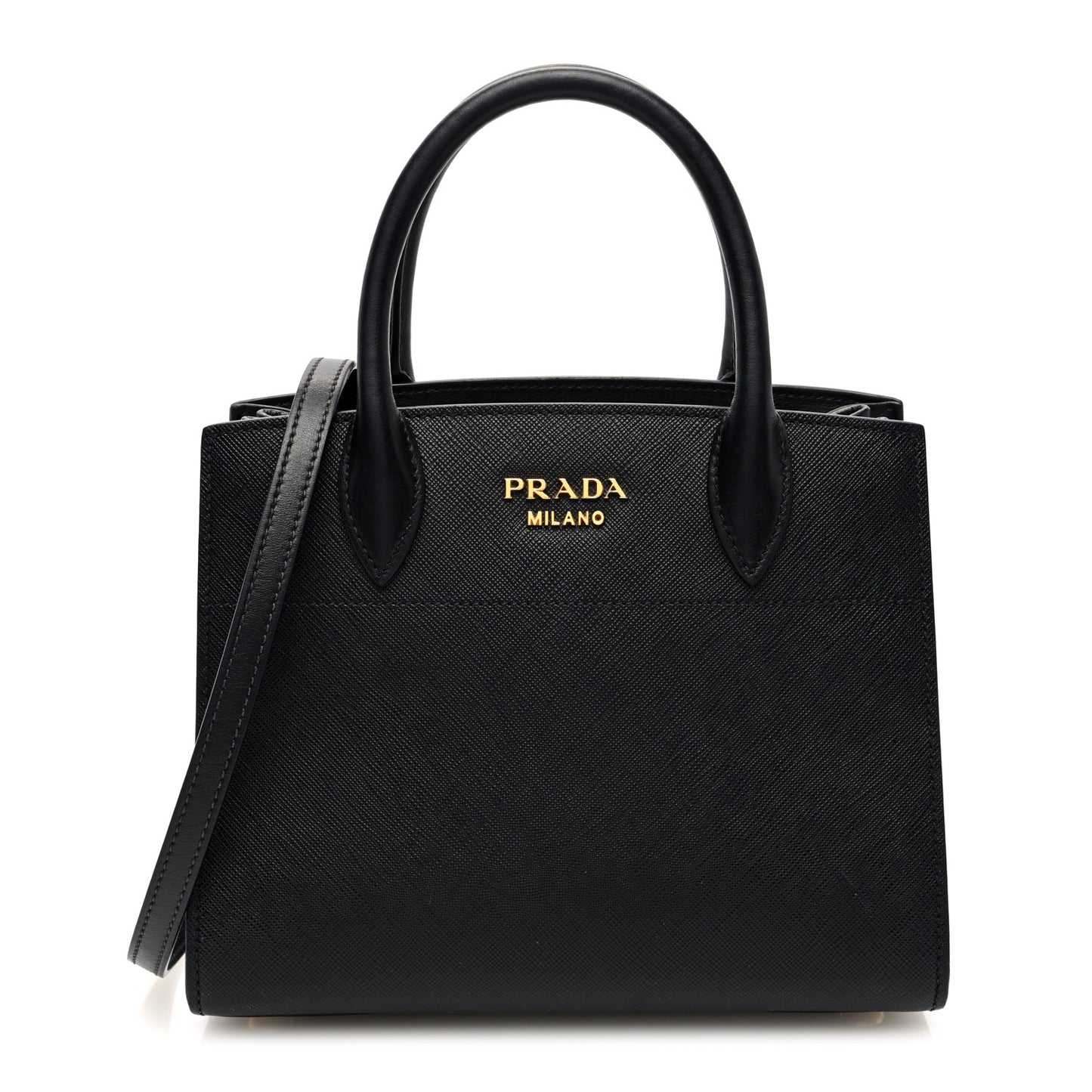 Saffiano City Calfskin Mini Bibliothèque Top Handle Black White