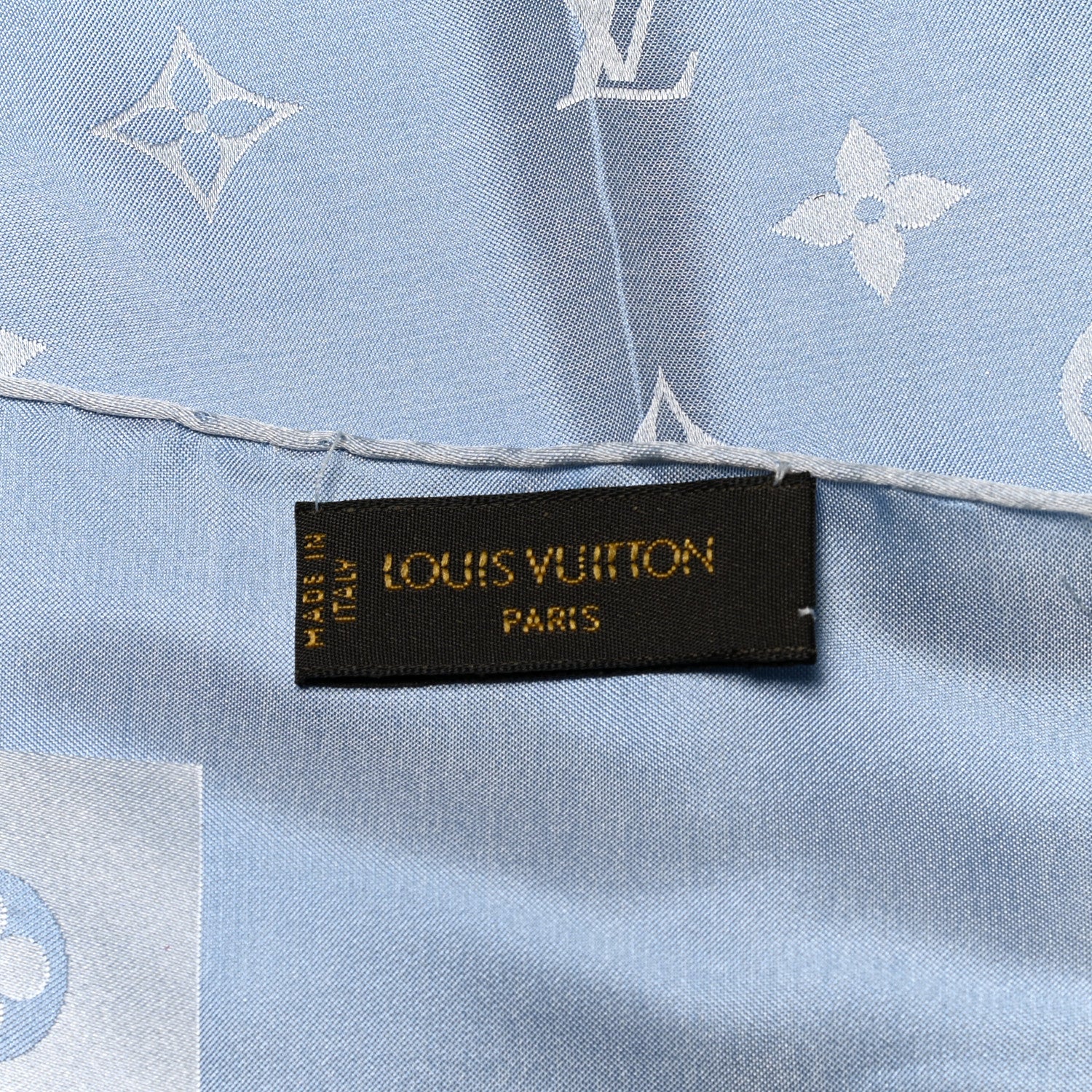 Louis Vuitton Silk Monogram Scarf Stole Blue 4 of 4