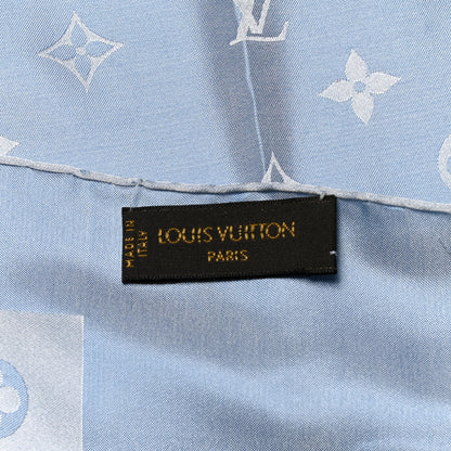 Louis Vuitton Silk Monogram Scarf Stole Blue 4 of 4