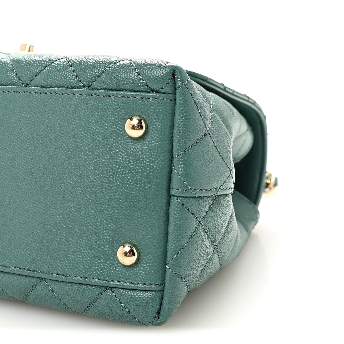 Caviar Quilted Lizard Embossed Small Coco Handle Flap Green
