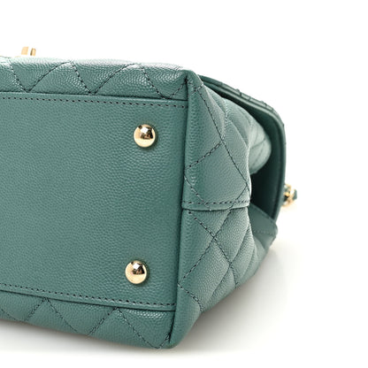 Chanel Caviar Quilted Lizard Embossed Small Coco Handle Flap Green 10 of 10