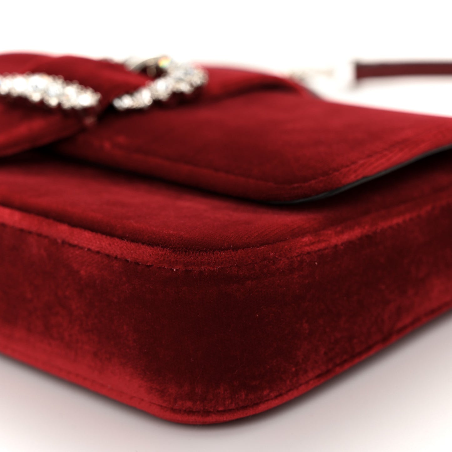 Velvet Crystal Cheri Wallet on Chain Royal Red