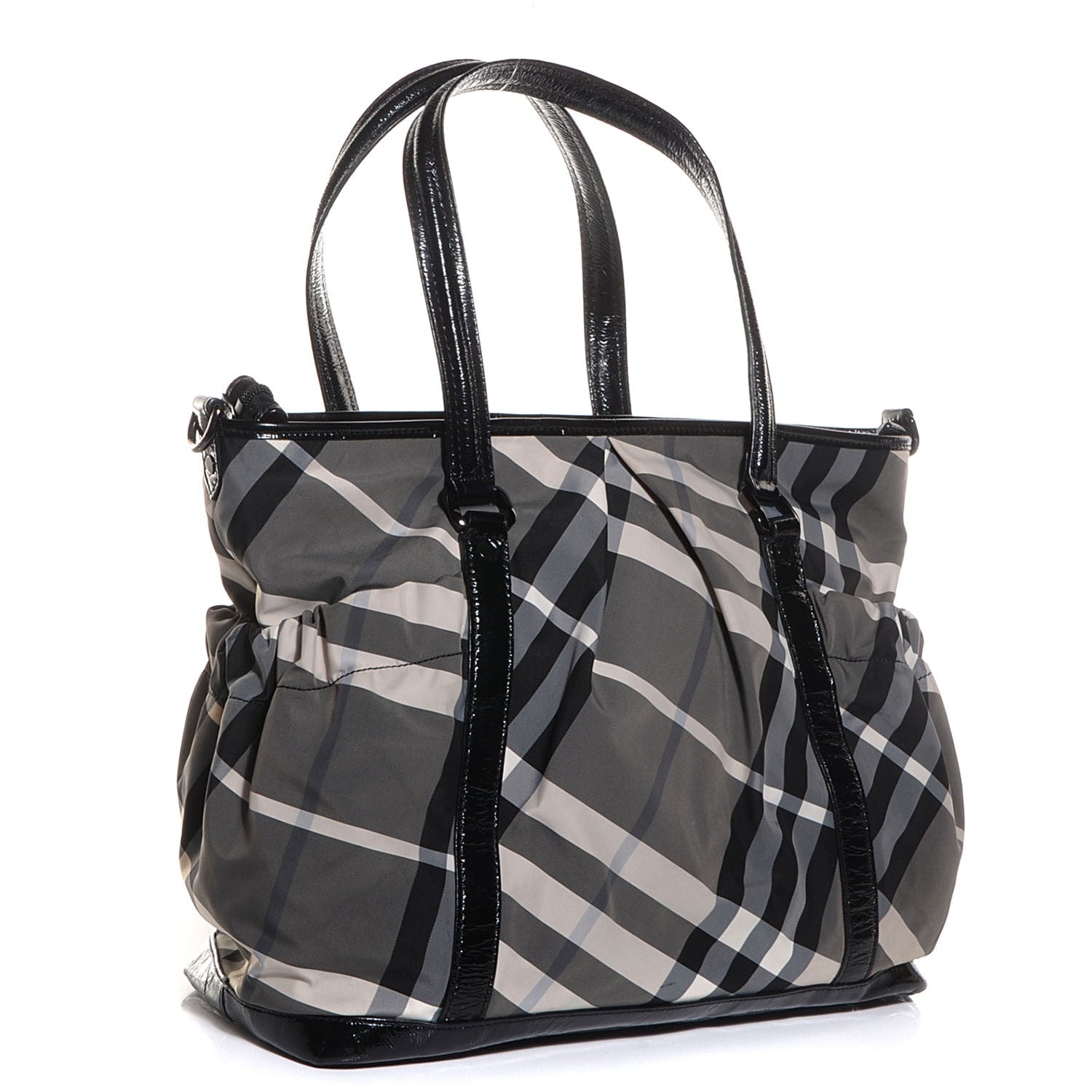 Burberry Nylon Beat Check Diaper Bag Black 3 of 11