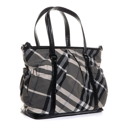 Burberry Nylon Beat Check Diaper Bag Black 3 of 11
