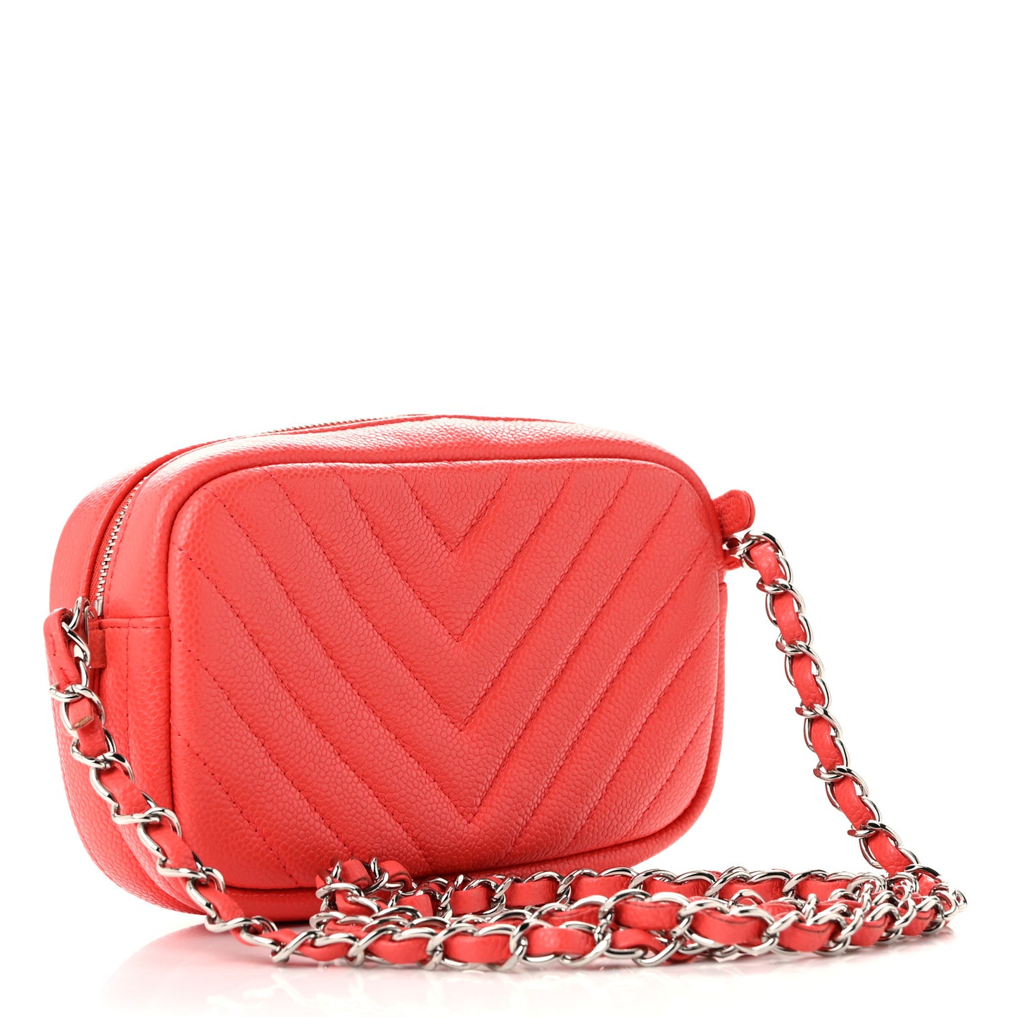 Caviar Chevron Quilted Camera Case Red