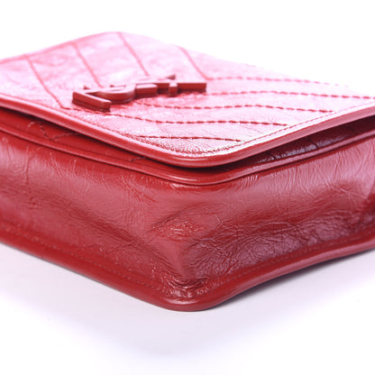 Saint Laurent Crinkled Calfskin Matelasse Monogram Niki Chain Wallet Red 7 of 8
