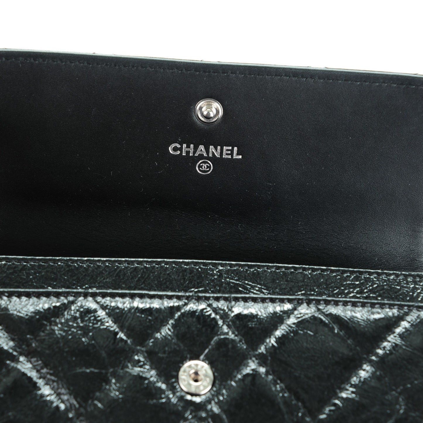 Glazed Calfskin Quilted Small Reissue Flap Wallet Black