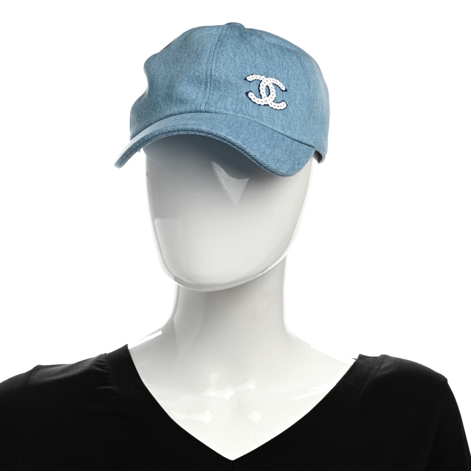 Chanel Cotton Sequin CC Cap Hat Blue 2 of 8