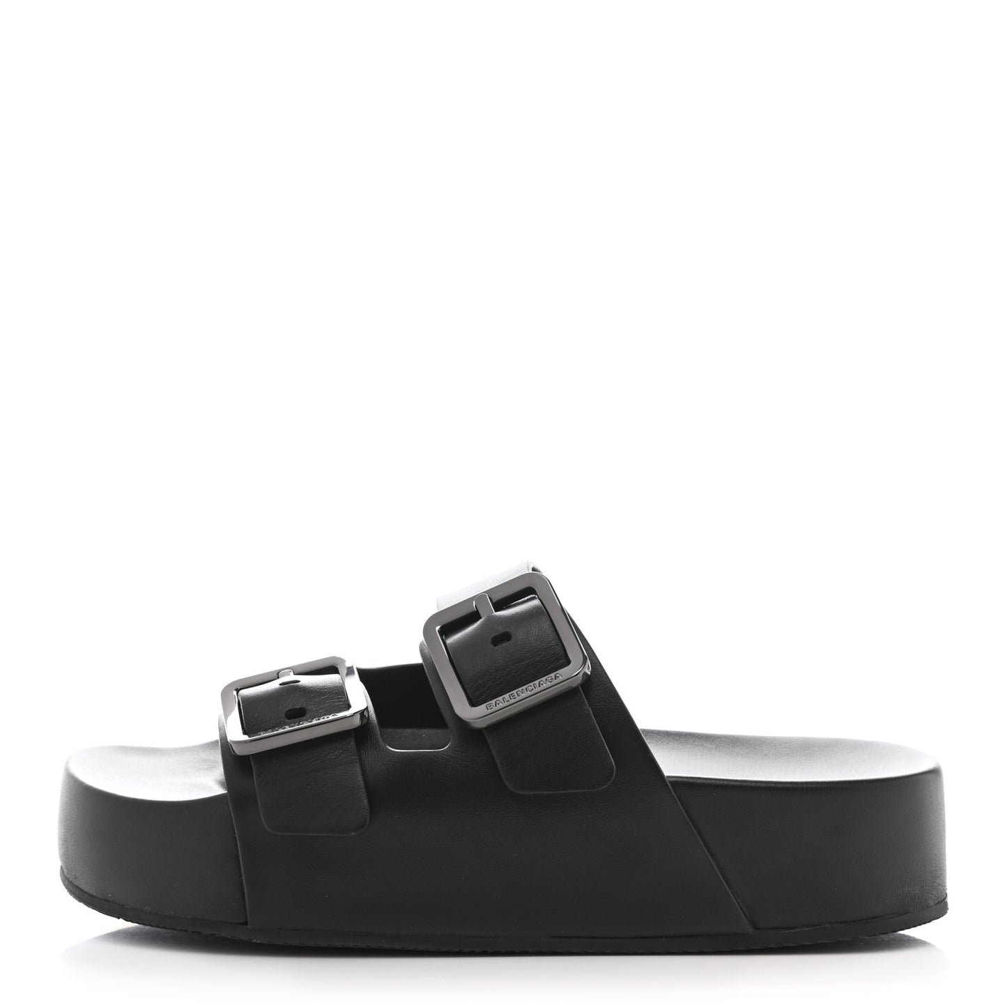 Smooth Nappa Mallorca Platform 50mm Slide Sandals 40 Black