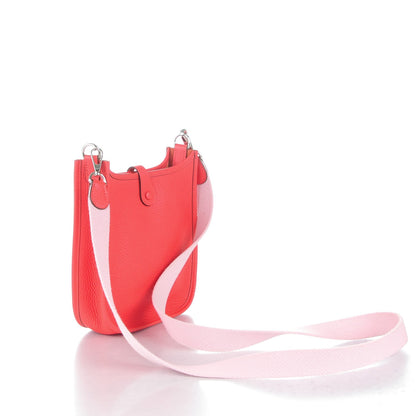 Hermes Taurillon Clemence Amazone Evelyne TPM Rouge Pivoine Rose Sakura 3 of 7