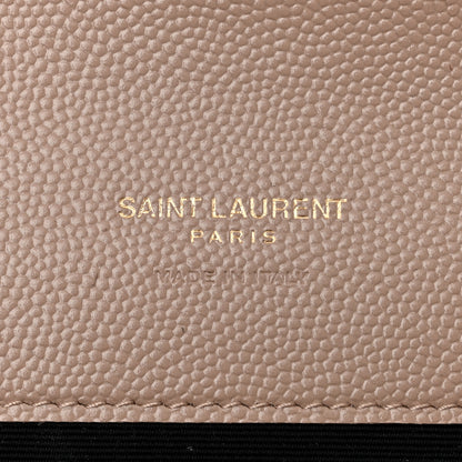 Saint Laurent Grain De Poudre Matelasse Chevron Monogram Envelope Clutch Dark Beige 6 of 11