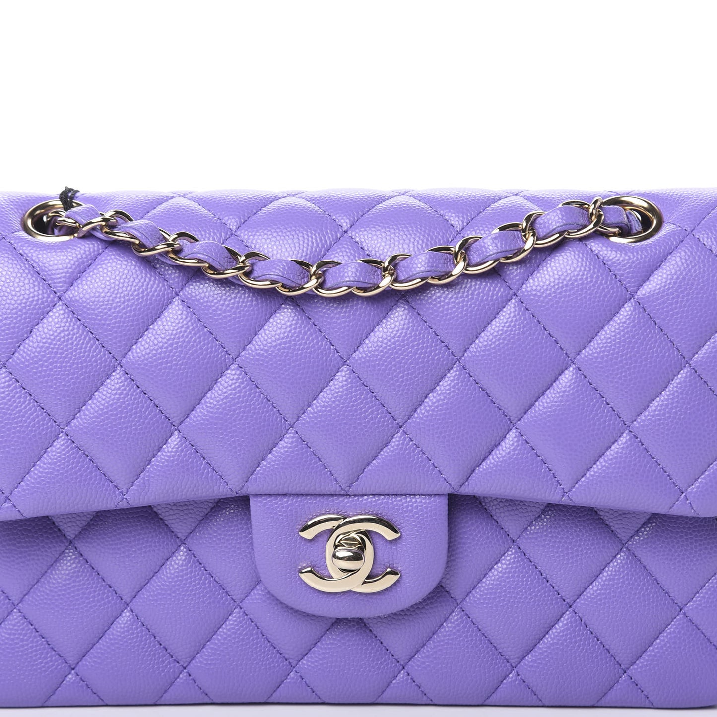 Caviar Quilted Small Double Flap Purple