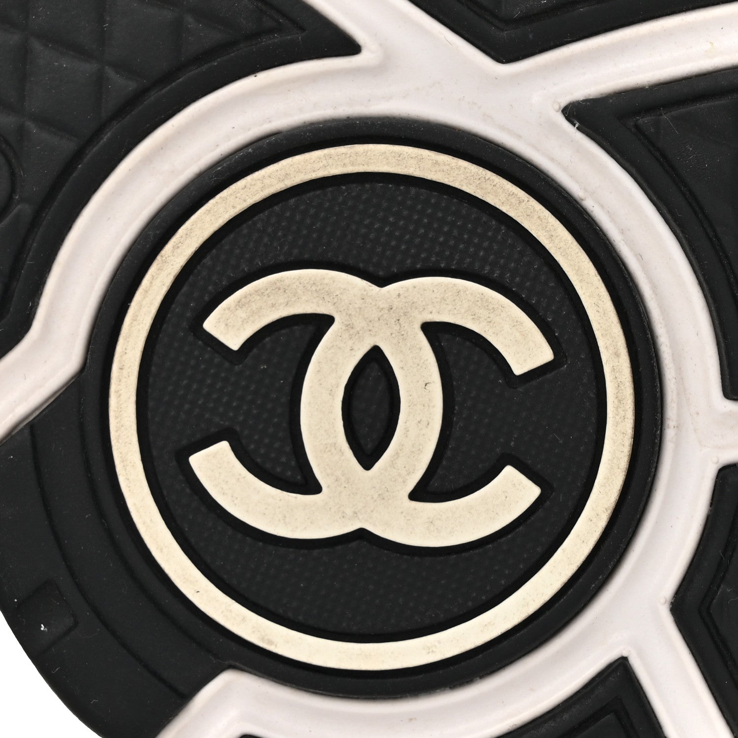 Chanel Mesh Suede Calfskin Grained Calfskin Womens CC Sneakers 40.5 White Black 6 of 11
