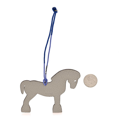Hermes Epsom Togo Petit H Bag Charm Horse GM Capucine Gris Perle 2 of 4