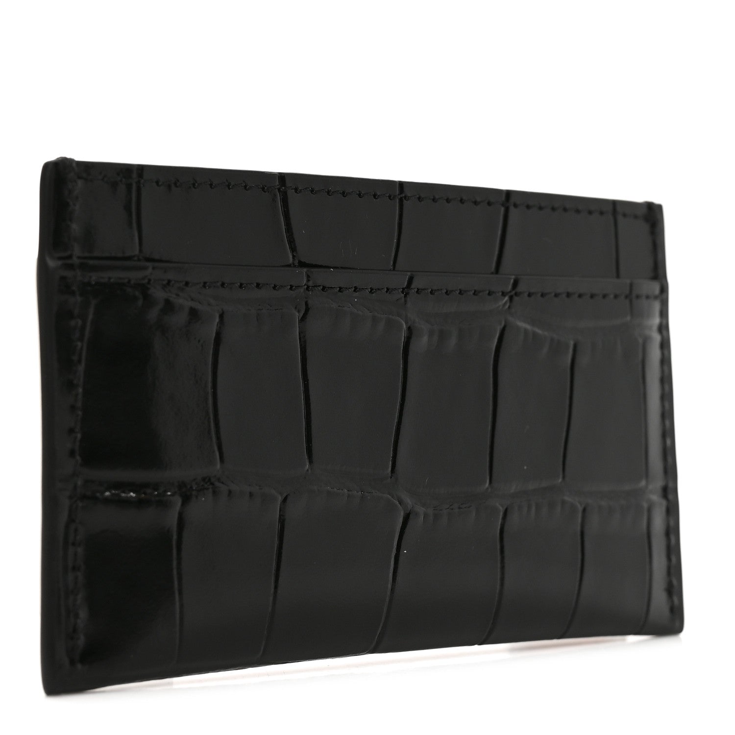 Chanel Calfskin Crocodile Embossed Crococo Card Holder Black 3 of 8
