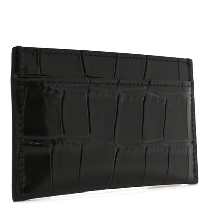 Chanel Calfskin Crocodile Embossed Crococo Card Holder Black 3 of 8