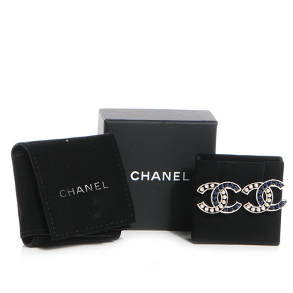 Chanel Pearl Beaded CC Earrings Silver White Blue 6 of 6