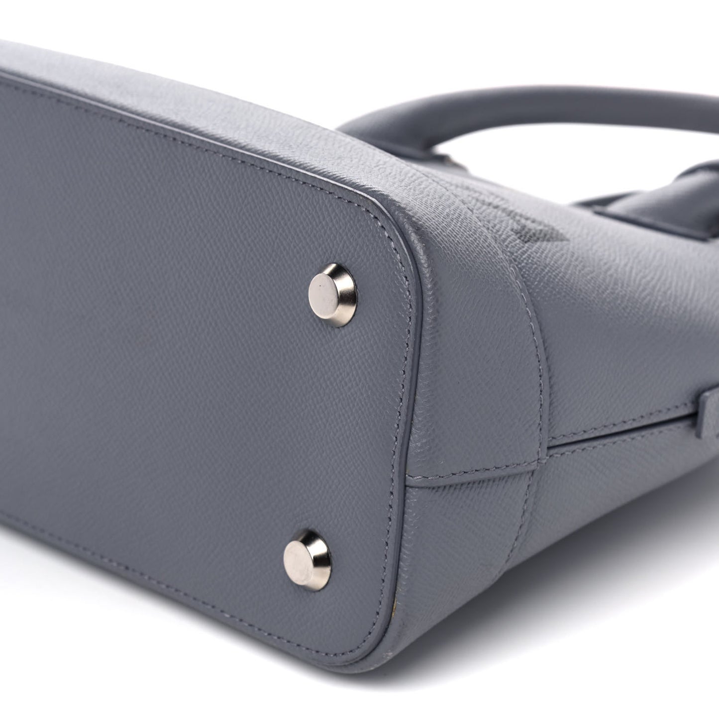 Grained Calfskin S Ville Top Handle Bag Gris Glace