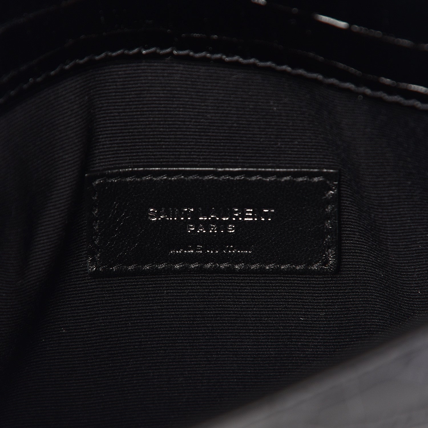 Saint Laurent Calfskin Crocodile Embossed Uptown Monogram Clutch Black 6 of 7