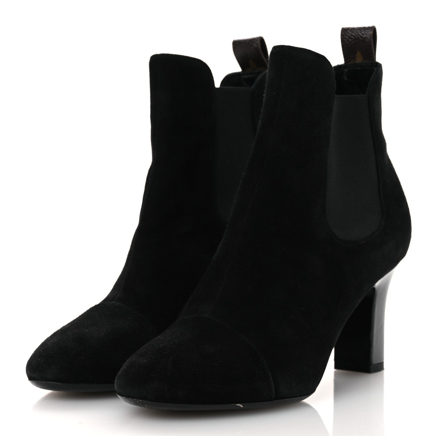 Suede Monogram Uniformes Cap Toe Chelsea 75mm Ankle Boots 37.5 Black