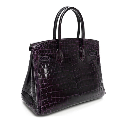Hermes Shiny Niloticus Crocodile Birkin 30 Amethyst 3 of 18